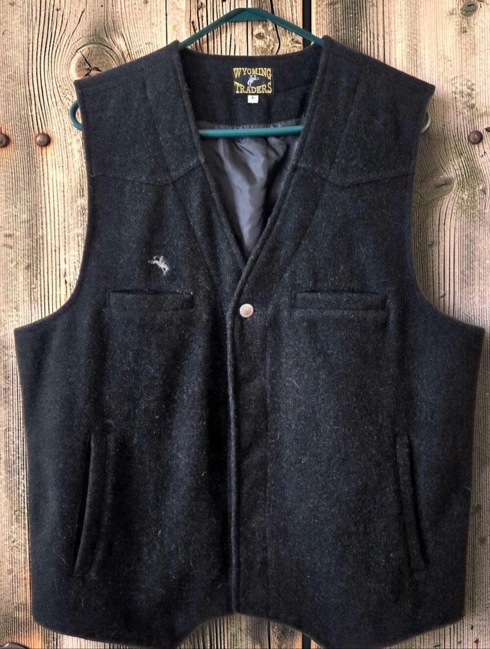 Wyoming Traders, 100% Virgin Wool, Western Cowboy Vest Black Sz L Ranchwear